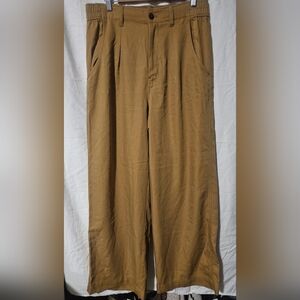 Madewell Pants Womens 12 Brown Wide Leg High Rise Linen